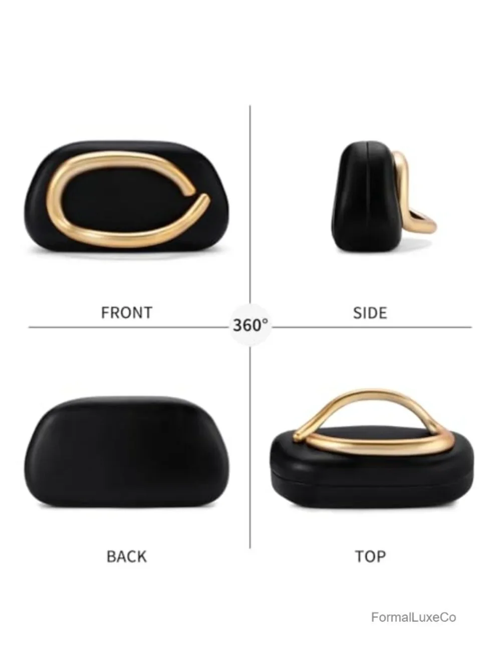 Marble Acrylic and Vegan Leather Evening Clutch Purse with Metal Handle